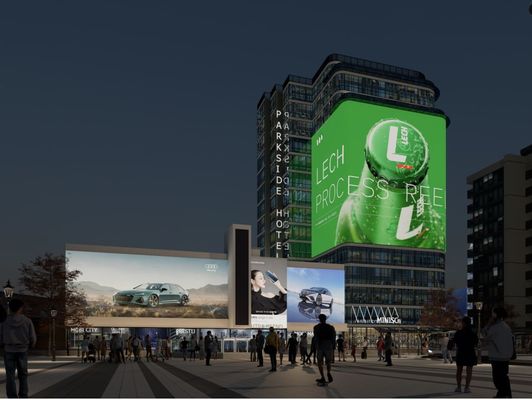 Hochhelligkeit Digitale transparente LED-Anzeige P15.6mm IP65 500*1000mm
