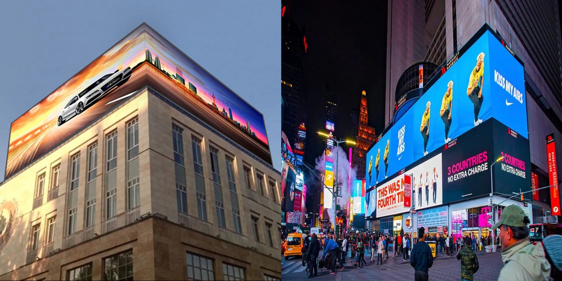 Gekrümmter Außenbau 3D-Billboard Großer Bildschirm Video Led Bildschirm P3.9 Festwerbebildschirm Außenbildschirm