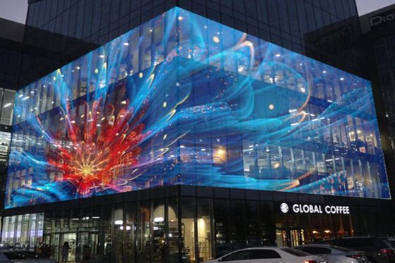 500*500mm P3.9-7.8mm Transparenter LED-Video-Mesh-Vorhang für den Außenbereich mit LED-Anzeige